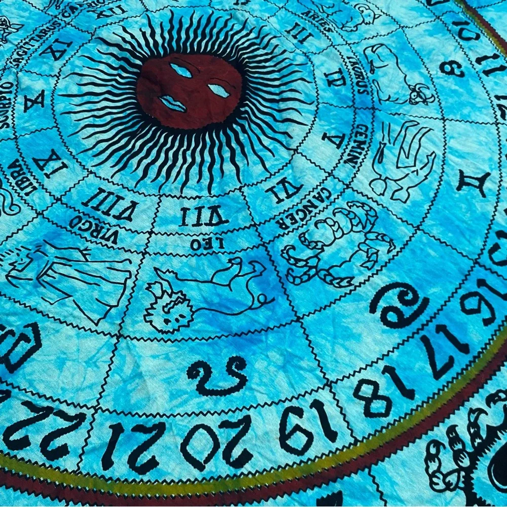 Astrology Tapestry or Bed Spread Moon Chart Zodiac Sign Tie Dye 100% Cotton
